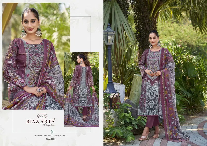 Musafir Vol 24 By Riaz Arts Lawn Digital Printed Dress Material Suppliers In India
